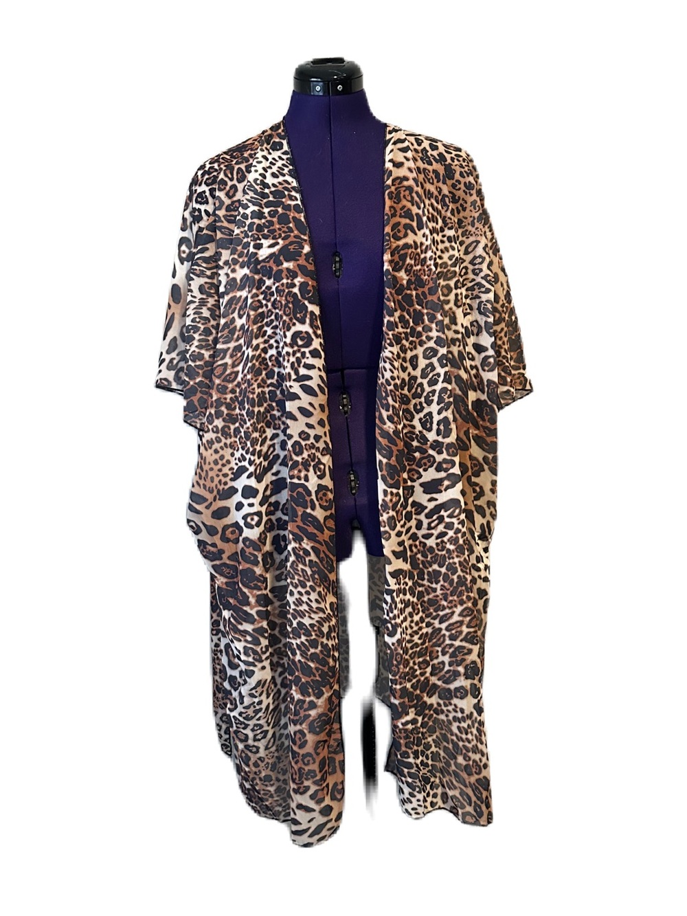 Leopard Print Sheer Duster Sweater